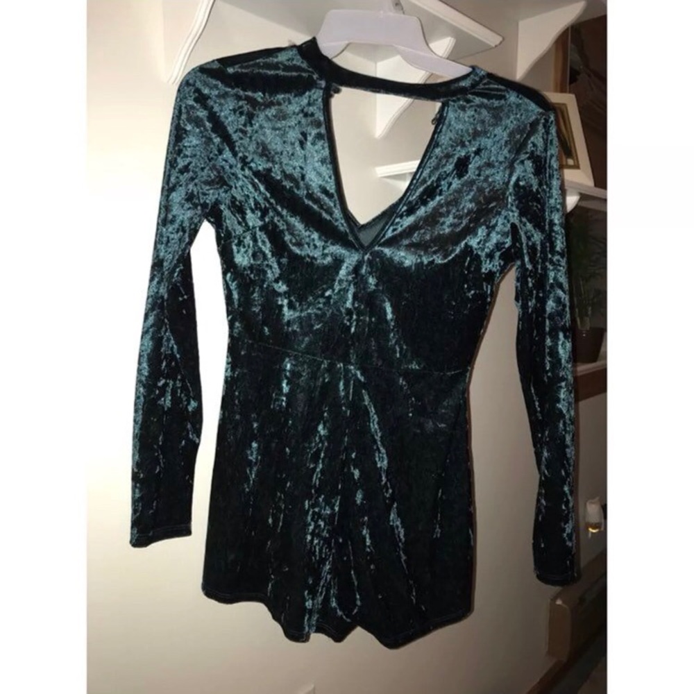 Charlotte Russe Teal Velvet Romper